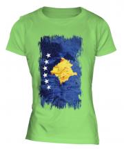 Kosovo Grunge Flag Ladies T-Shirt