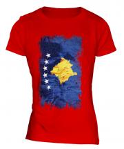 Kosovo Grunge Flag Ladies T-Shirt