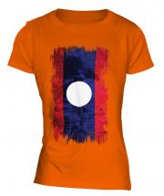 Laos Grunge Flag Ladies T-Shirt