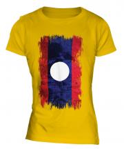 Laos Grunge Flag Ladies T-Shirt