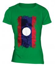 Laos Grunge Flag Ladies T-Shirt