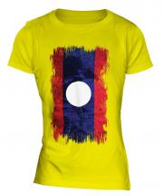 Laos Grunge Flag Ladies T-Shirt