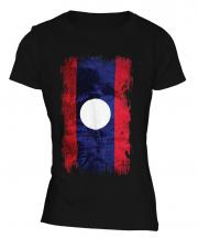 Laos Grunge Flag Ladies T-Shirt