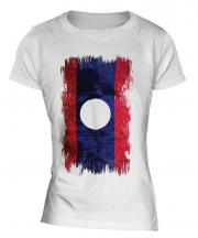 Laos Grunge Flag Ladies T-Shirt