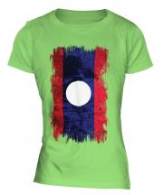 Laos Grunge Flag Ladies T-Shirt
