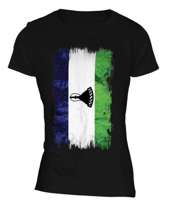 Lesotho Grunge Flag Ladies T-Shirt