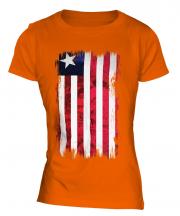 Liberia Grunge Flag Ladies T-Shirt