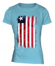 Liberia Grunge Flag Ladies T-Shirt