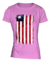 Liberia Grunge Flag Ladies T-Shirt