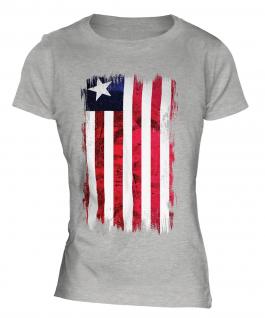 Liberia Grunge Flag Ladies T-Shirt