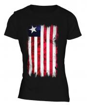 Liberia Grunge Flag Ladies T-Shirt