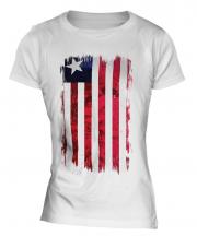 Liberia Grunge Flag Ladies T-Shirt