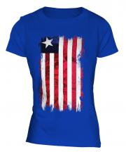 Liberia Grunge Flag Ladies T-Shirt
