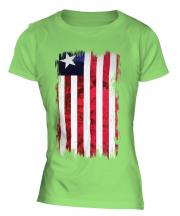 Liberia Grunge Flag Ladies T-Shirt