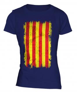 Catalonia Grunge Flag Ladies T-Shirt