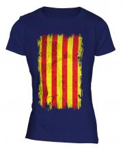 Catalonia Grunge Flag Ladies T-Shirt