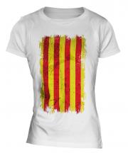 Catalonia Grunge Flag Ladies T-Shirt