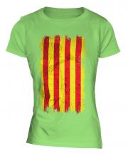 Catalonia Grunge Flag Ladies T-Shirt