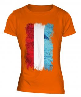 Luxembourg Grunge Flag Ladies T-Shirt
