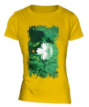 Macau Grunge Flag Ladies T-Shirt