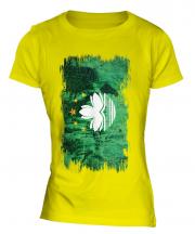 Macau Grunge Flag Ladies T-Shirt