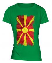 Macedonia Grunge Flag Ladies T-Shirt