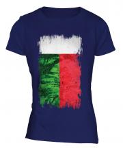 Madagascar Grunge Flag Ladies T-Shirt