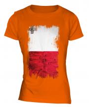 Malta Grunge Flag Ladies T-Shirt