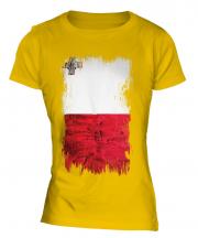 Malta Grunge Flag Ladies T-Shirt