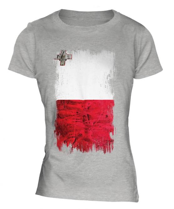 Malta Grunge Flag Ladies T-Shirt