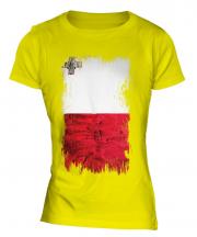 Malta Grunge Flag Ladies T-Shirt