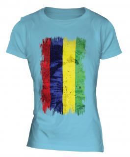 Mauritius Grunge Flag Ladies T-Shirt