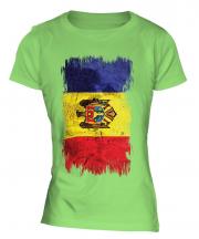 Moldova Grunge Flag Ladies T-Shirt