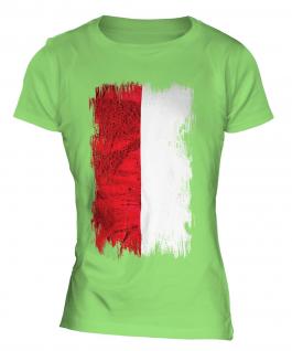 Monaco Grunge Flag Ladies T-Shirt