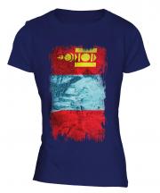 Mongolia Grunge Flag Ladies T-Shirt