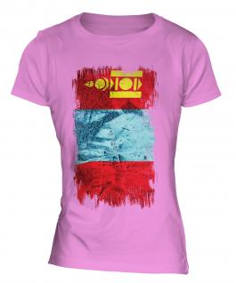 Mongolia Grunge Flag Ladies T-Shirt