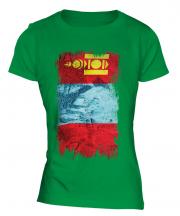 Mongolia Grunge Flag Ladies T-Shirt