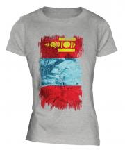 Mongolia Grunge Flag Ladies T-Shirt