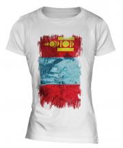 Mongolia Grunge Flag Ladies T-Shirt