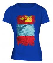 Mongolia Grunge Flag Ladies T-Shirt