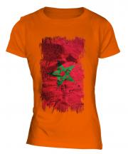 Morocco Grunge Flag Ladies T-Shirt