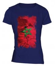 Morocco Grunge Flag Ladies T-Shirt