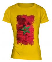 Morocco Grunge Flag Ladies T-Shirt