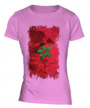 Morocco Grunge Flag Ladies T-Shirt