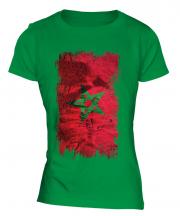 Morocco Grunge Flag Ladies T-Shirt