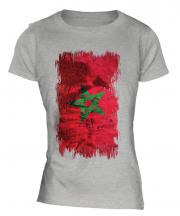 Morocco Grunge Flag Ladies T-Shirt