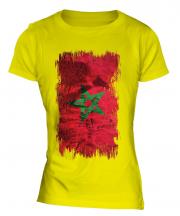 Morocco Grunge Flag Ladies T-Shirt