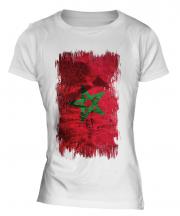 Morocco Grunge Flag Ladies T-Shirt