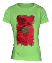 Morocco Grunge Flag Ladies T-Shirt