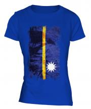 Nauru Grunge Flag Ladies T-Shirt